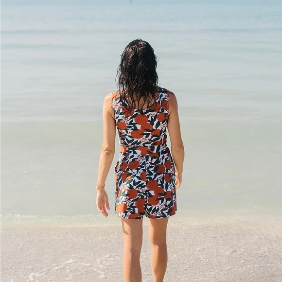 Honey Mark plus size swimsuit 2 piece tankini shorts Brown Wrap Sleeveless 4XL - Picture 2 of 8